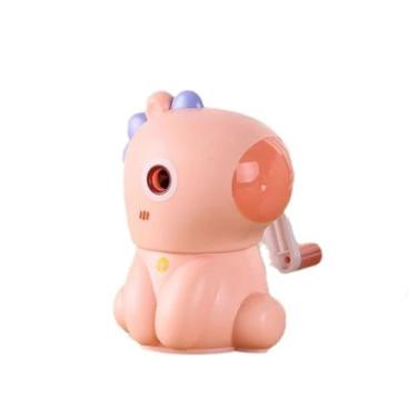 Imagem de GZBABY Apontador de lápis manual, apontador de lápis de manivela com espessura de ponta ajustável, formato de dinossauro fofo (rosa)