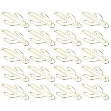 Imagem de 20 peças de clipes de papel, grampo de papel em forma de cacto fofo, fixador/suporte decorativo para agenda, pino, marcador de página de metal, material de escritório escolar, ferramentas ideais para
