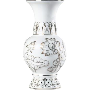 Imagem de Qinglang Vaso de flor de Buda de 17,78 cm - Vaso pequeno de altar de porcelana branca para suprimentos budistas, vaso de flores de cerâmica para decoração de casa