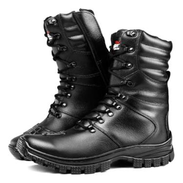 Imagem de Bota Coturno Masculino Militar Tática Motoqueiro 100% Couro (Preto, BR, Adulto, Numérico, 38)