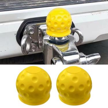 Imagem de Tioollev Capa de bola de reboque com 2 peças, capa protetora de borracha impermeável de 5 cm, capa protetora de bola de reboque universal à prova de poeira para reboque de caminhão, trailer