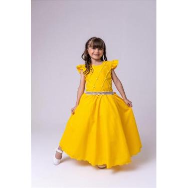 Imagem de Vestido Infantil Amarelo Longo Dama de Honra Luxo Festas - Fabuloso At