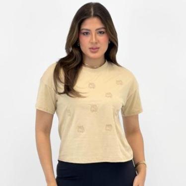 Imagem de Camiseta Malwee Cropped com Bordado Manga Curta Feminino-Feminino