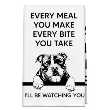 Imagem de Toalha de cozinha Bulldog inglês, Every Meal You Make I'll Be Watching You, toalhas de mão presente de pano de prato, presentes engraçados para donos de amantes de cães, decorações de buldogue para