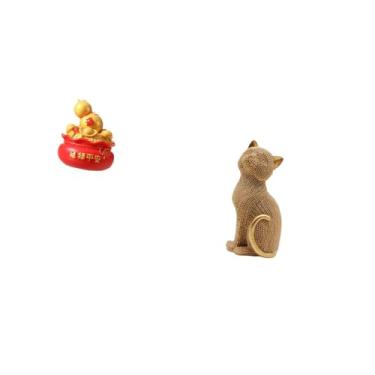 Imagem de Fenteer Estatueta de Resina de Gato Do Do Festival, Ornamento, Cornucópia, Arte, Artesanato, Estátua para Quarto, Sala de Estar, Decoração de Entrada