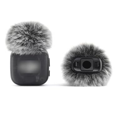Imagem de LEFXMOPHY Para-brisas para microfone DJI Mic 3 sem fio, filtro de vento peludo cinza, pacote com 2