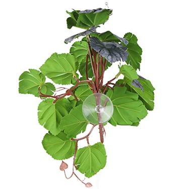 Imagem de Zhjvihx Planta de Plástico Realista, Planta de Répteis Artificial de Fácil Cuidado Com Ventosa para Ninhos de Animais de Estimação de Répteis para Tanque de Peixes (Folhas de begônia bicolor)