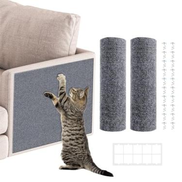 Imagem de BAYFUN Protetor de móveis para gatos, 2 peças de tapetes autoadesivos para arranhões para gatos, protetor de móveis para sofá, parede e porta, protetor de sofá (100 x 40 cm, cinza)