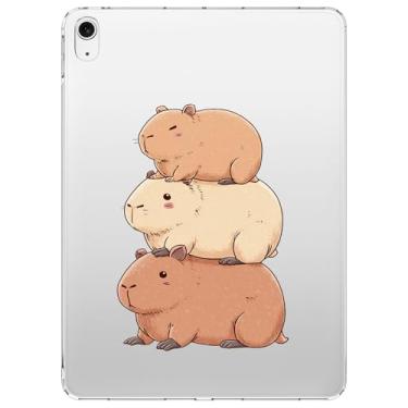 Imagem de VibrantFruitique Capa para iPad (A16) 11ª geração 2025 27.9 cm/10ª geração 2022 11,9 polegadas, Kawaii, capivara, transparente, transparente, fina, leve, antiarranhões e amortecedores, capa traseira