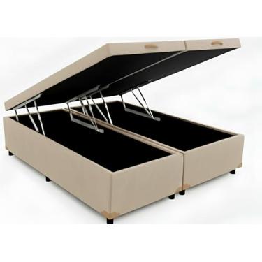 Imagem de Cama Box Baú Casal Bipartido 69 Blindado Diversas Cores - (138x188x42) (Corino Bege)