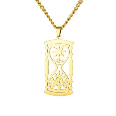 Imagem de PDOUSELF Colar com pingente de ampulheta de aço inoxidável para presente de Natal, 20, Aço inoxidável, Sem Pedra Preciosa