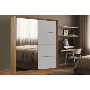 Imagem de Guarda Roupa Casal 2 Portas De Correr (1 C/ Espelho) E 3 Gavetas Belga Branco - Demóbile