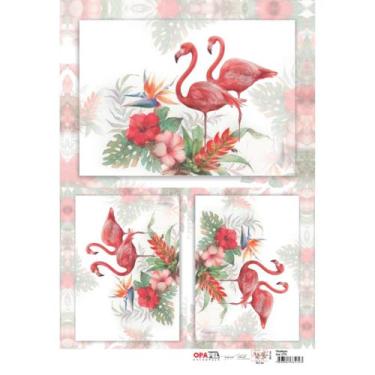 Imagem de Papel de Seda para Decoupage Opapel 30 x 45 cm - 2376 - Flamingos