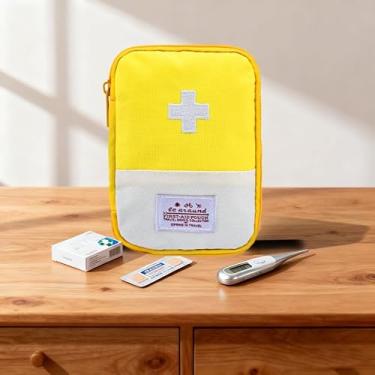 Imagem de Bolsa médica de primeiros socorros portátil vazia pequena bolsa de armazenamento bolsa médica para mulheres e homens, bolsa de remédios amarela para presentes de aniversário, Natal, organizador