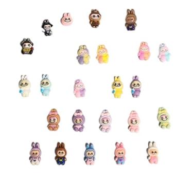 Imagem de Conjunto de pingentes de resina para LABUBU, 24 peças de cabochões lisos de personagens fofos para artesanato DIY, scrapbooking, Slime, decoração de capa de telefone, multicolorido