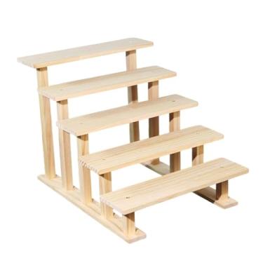 Imagem de MotiveTech Suporte de madeira para cupcakes, expositor decorativo para figuras, organizador para perfumes, joias e doces. Ideal para feiras e exposições, 5 Níveis 30cm