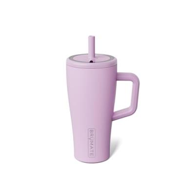 Imagem de BrüMate Copo Era de 590 ml com alça e canudo | Copo isolado 100% à prova de vazamento com tampa e canudo | Feito de aço inoxidável | Base amigável para porta-copos | 590 ml (lavanda)