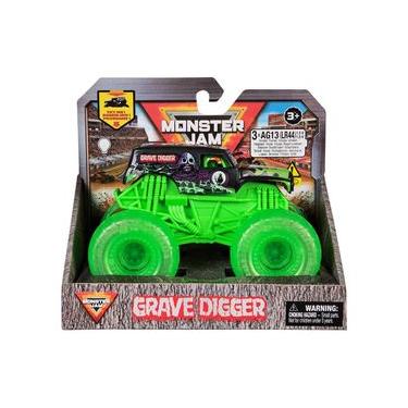 Imagem de Monster Jam Carrinho Grave Digger 1:43 C/ Rodas Neon E Luz