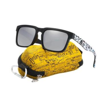 Imagem de Óculos de Sol Polarizados Pretos Foscos Masculinos - Com Estojo e Hast