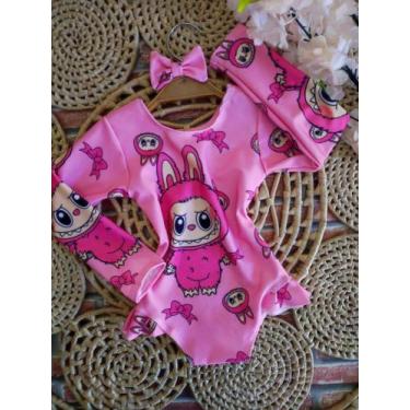 Imagem de Body Feminino Infantil De Verão Proteção Uv50+ Manga Longa Tam Unico V