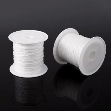 Imagem de 2 rolos de cordão de nylon para pulseiras, fio de nylon de 0,4 mm, cordão de nó chinês, fio para fazer joias, colar, enfeite de sino de vento, artesanato, branco