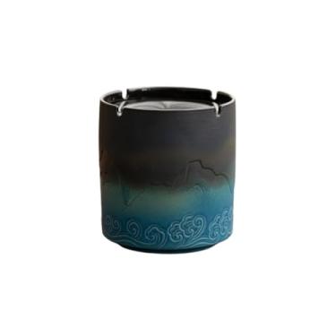 Imagem de Cinzeiro Cinzeiro minimalista azul degradê médio para uso doméstico, com padrão resistente ao vento, adequado para escritórios chineses