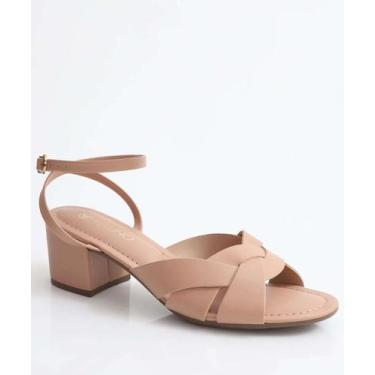 Imagem de Sandália Feminina Salto Grosso Via Uno Bege-97083, Bege, 36