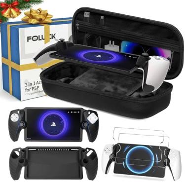 Imagem de Foluck 3 in 1 Accessoris Set Compatible with Playstation Portal, EVA Carrying Case for PS5 Portal, Soft Silicone Protective Cover, 2 Pack Screen Protector, Ps Portal Accessories, Black