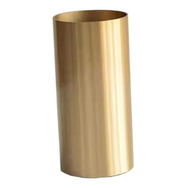Imagem de IEUDNS Vaso cilíndrico de metal para flores, vaso decorativo moderno dourado para sala de estar, canto e sala de jantar, 9cmx19.5cm