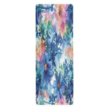 Imagem de Wassud Flores coloridas (2) tapete de ioga dobrável tapete de exercício de academia antiderrapante para mulheres e homens tapete de fitness de piso de pilates com bolsa de armazenamento 180 cm x 66 cm
