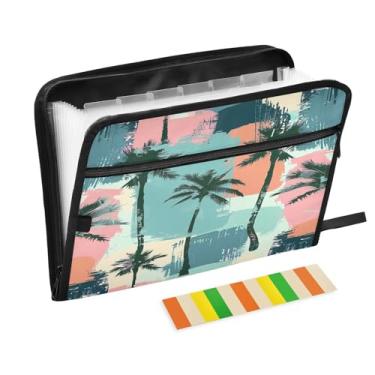 Imagem de Wassud Acordeão de palmeira organizador de arquivos de papel A4 pastas de arquivo de documentos com etiquetas pasta de arquivo expansível 13 bolsos