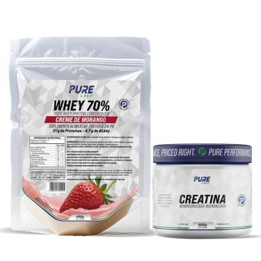 Imagem de Kit Whey Protein 70% Concentrado 450g + Creatina 500g Pure-Unissex