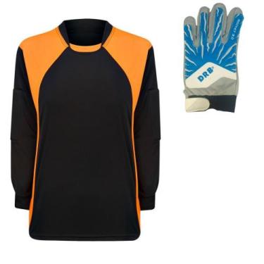 Imagem de Camisa Goleiro trb Infantil + Luva DRB Azul Branco Infantil, Preto, La