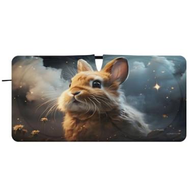 Imagem de CEBUGI Para-brisa de carro dobrável sombra de sol coelho estrelas nuvem janela de carro sombras guarda-chuva pára-brisa dianteiro para-sol para acessórios de carro legal carro refletor protetor solar