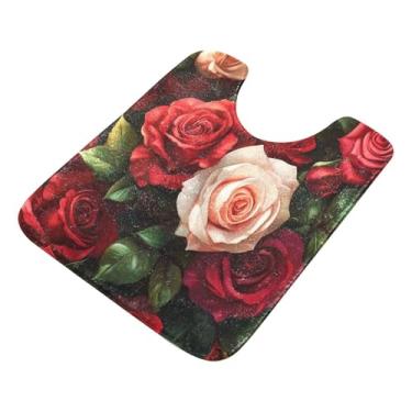 Imagem de Burbuja Tapete de banho Roses, tapete de banheiro absorvente extra macio com suporte antiderrapante para banheiro, banheira, chuveiro, 40 x 61 cm