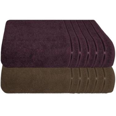 Imagem de Kit 2 Toalhas Banhão 100% Algodão 90X150 cm Teka Comfort, Vinho - Marr