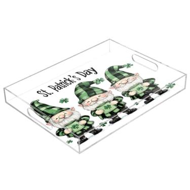 Imagem de STAYTOP Bandeja de servir de acrílico fofa Gnomo, 15,7 x 11,20 cm, à prova de derramamento, organizador de bancada para café da manhã, chá, comida, maquiagem