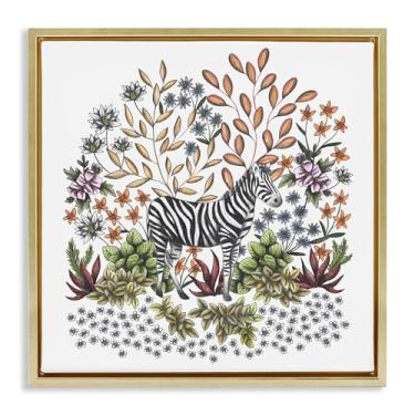 Imagem de Stupell Industries Arte de parede em tela flutuante cinza zebra selva selvagem, design por Cecilia Battaini, 45,7 x 45,7 cm