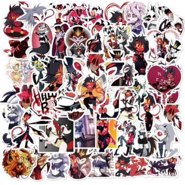 Imagem de 50 adesivos Helluva Boss para crianças, decalque de vinil à prova d'água legal para laptop, estojo de viagem, telefone, bicicleta, garrafa de água, guitarra, computador, skate (cinza)