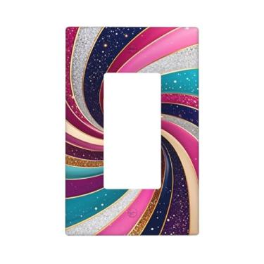 Imagem de Indokyeyqaz Placa decorativa para interruptor de luz de vórtice colorido, placa decorativa de parede, 1 placa de interruptor de grupo e capas de tomada 6,9 cm x 11,2 cm para quarto, banheiro, cozinha