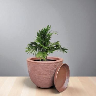 Imagem de Vaso Decoratico Planta Flor Bojo Escovado 19x25 Jardim Varanda Polietileno (Marrom)