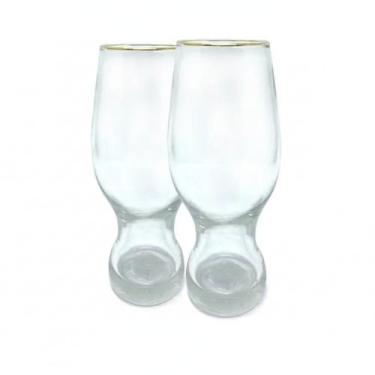 Imagem de Copo de Vidro 470ml Amazing Drinks com Borda Dourada Luxo Elegante