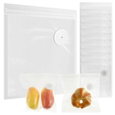 Imagem de 30 sacos seladores a vácuo, sacos de vedação a vácuo reutilizáveis multiuso para armazenamento hermético de alimentos
