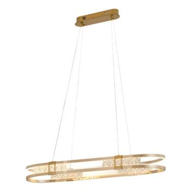 Imagem de Pendente Oval Led 85cm Balte Cristal Dourado 3000k