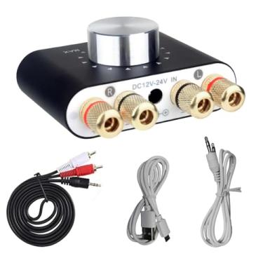 Imagem de Amplificador de potência Mini Bluetooth 5.0 estéreo Hi-Fi Digital Amp 2.0 canais 50W x 2 com cabo AUX/USB