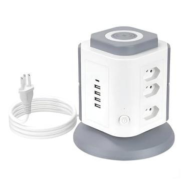 Imagem de Torre de Tomada com Indução 9 Tomadas 4 USB 1 Tipo-C Branco