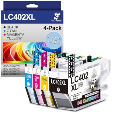 Imagem de Miss Deer Cartuchos de tinta LC402XL de alto rendimento, tinta de substituição para impressora Brother LC402XL LC402, funciona para impressora Brother MFC-J5340DW MFC-J6540DW MFC-J6940DW, pacote com 4