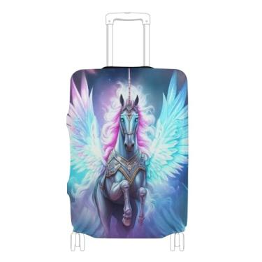 Imagem de Joisal Capas de mala estéticas, protetor de bagagem, unicórnios, brilhante, rosa, azul, acessórios de viagem, manga de mala, P, serve para capa de 45 a 50 cm, Unicórnios rosa brilhante azul, M 22-24