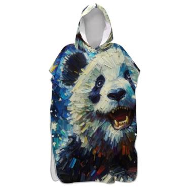 Imagem de Roupão para troca de poncho de surfe de secagem rápida para adultos toalhas de banho com capuz panda fofo noite estrelada ponchos femininos com capuz