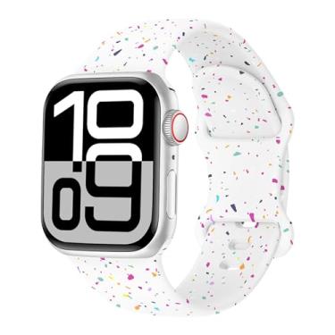Imagem de Pulseira esportiva, compatível com Apple Watch de 38 mm, 40 mm, 41 mm, 42 mm, 44 mm, 45 mm, 46 mm, 49 mm, adequada para séries 11 10 9 8 7 6 5 4 3 SE, homens e mulheres. (branca, 38/40/41/(42 mm-série